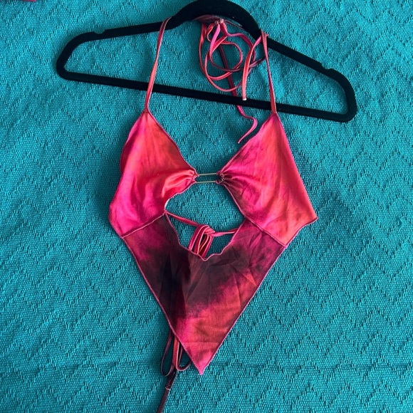 Cape Clique Water Ripple Halterneck Skirt Suit Pink - Picture 6 of 7